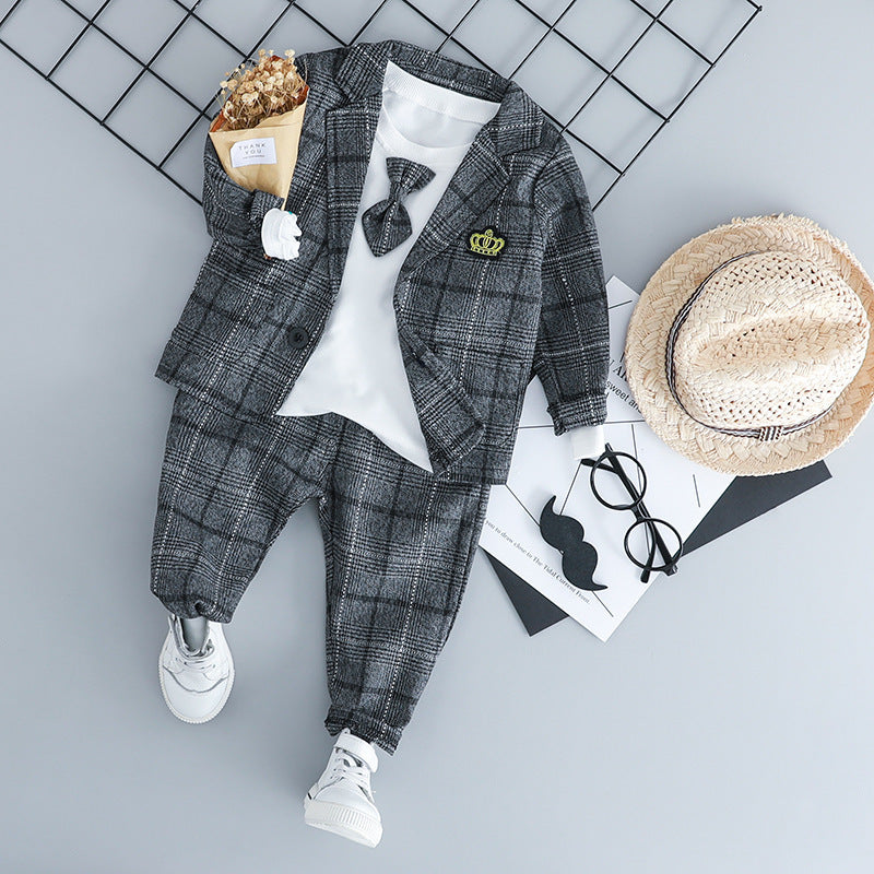 Boys Plaid 3 Piece Suit for Gentlemen - Stylish Check Outfit