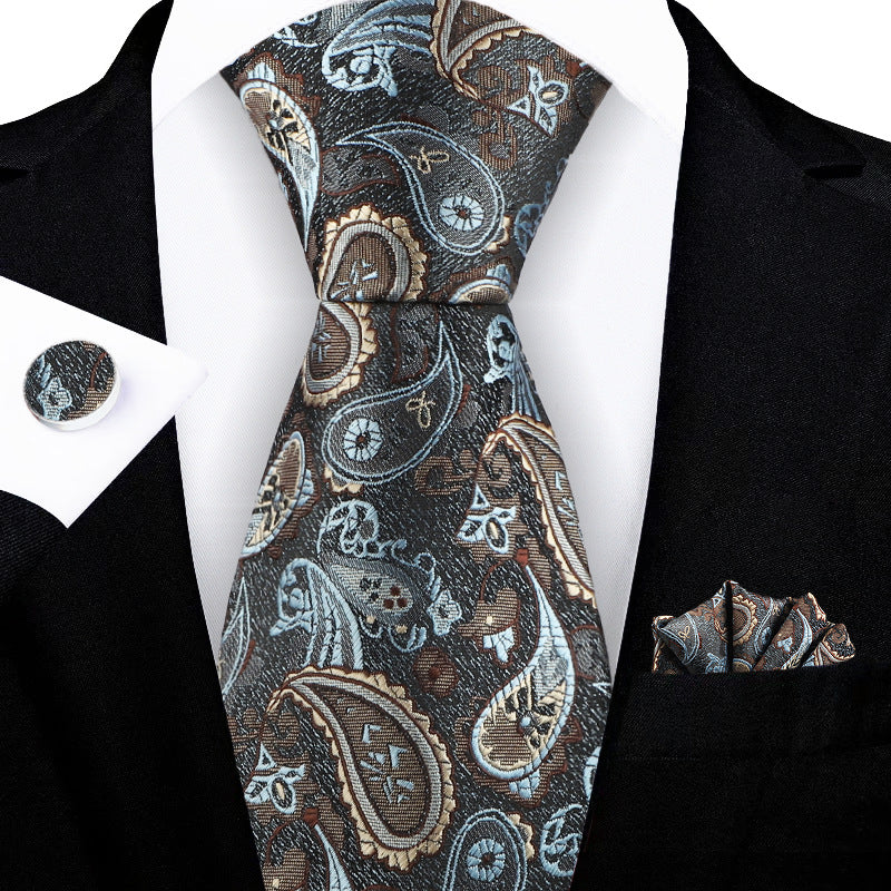 Jacquard Embroidered Tie with Cashew Pattern Design - Neon North Clothing