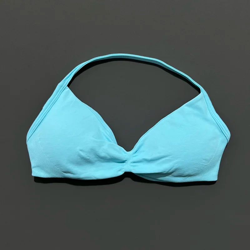 Strappy Backless Yoga Gym Bra with Push-up Removable Cups - Neon North Clothing