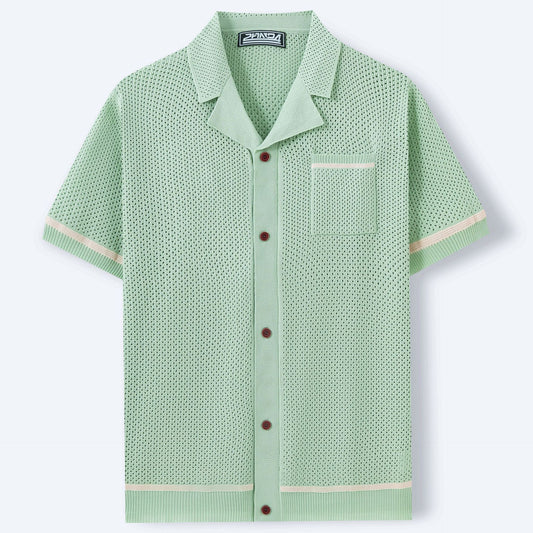 Men's Summer Polo Shirt - Knitwear Cuban Collar Short Sleeve Design