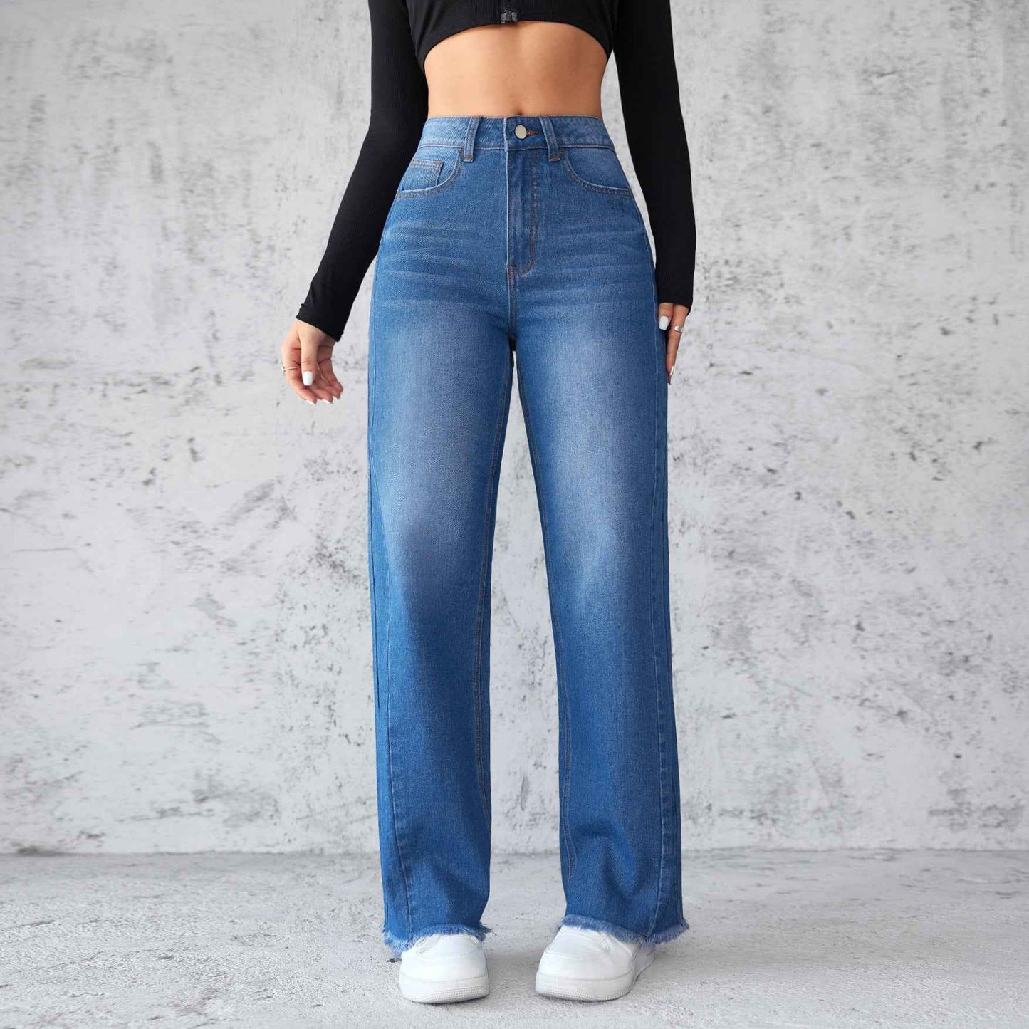 Women's High-Waist Wide Leg Jeans for Trendy Style and Comfort