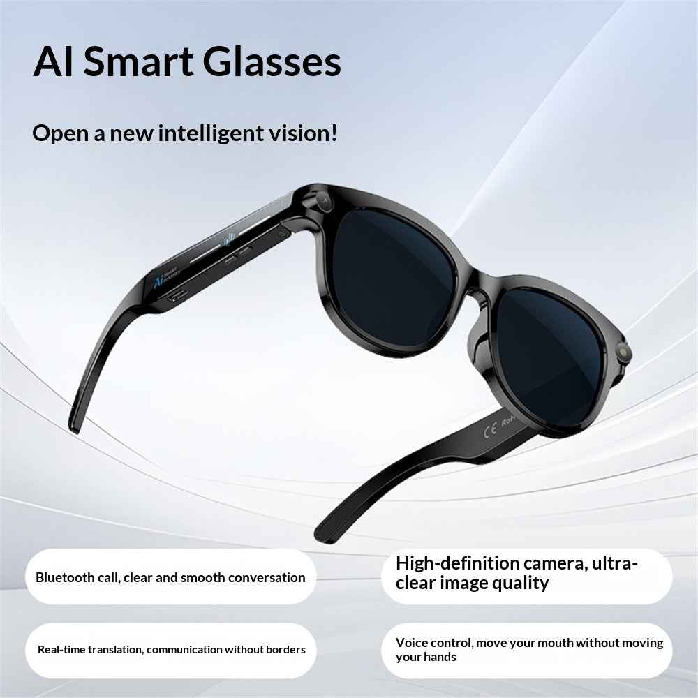 Smart Bluetooth Glasses with Bluetooth Calling, Photo and Video Recording, AI Translation, Recognition, and Music Playback