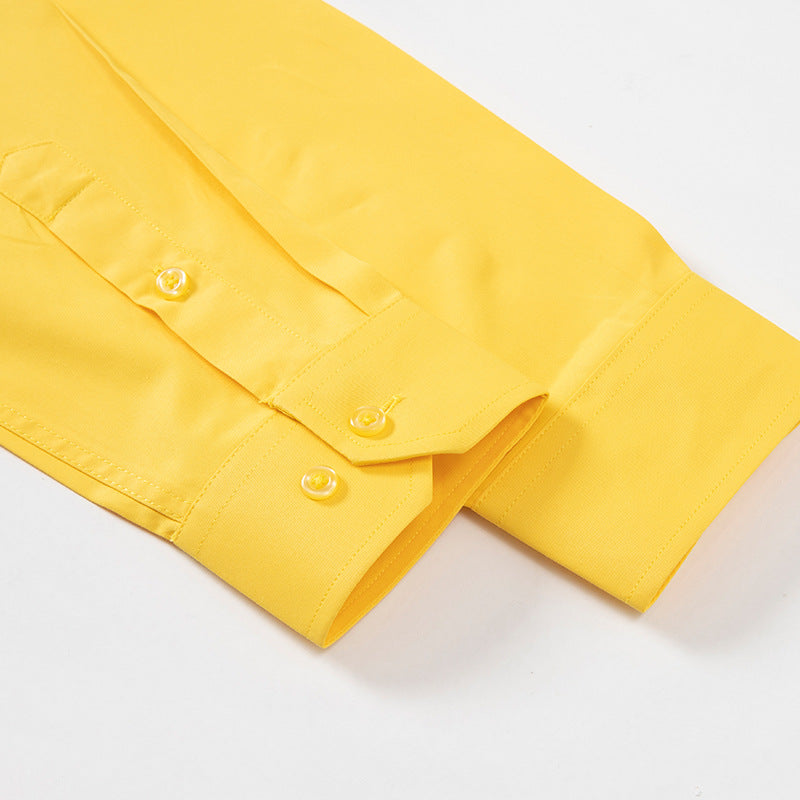 Solid Color Long Sleeve Men's Shirt - Slim Fit Casual Wear