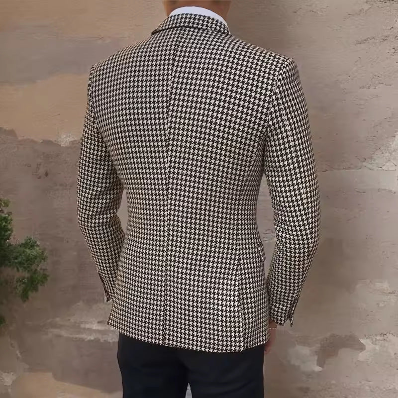 Mens Houndstooth Suit - Slim-Fit Single-Breasted Style