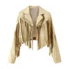 Spring Women Leather Jacket with Classic Tassel Design - Neon North Clothing