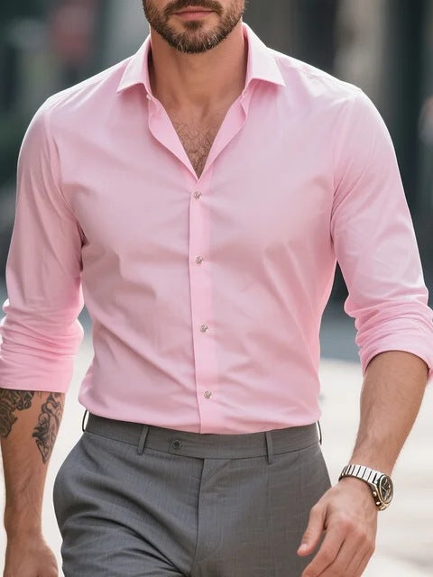 Artificial Silk Men's Casual Shirt - Solid Color Regular Fit Smart Casual Wear