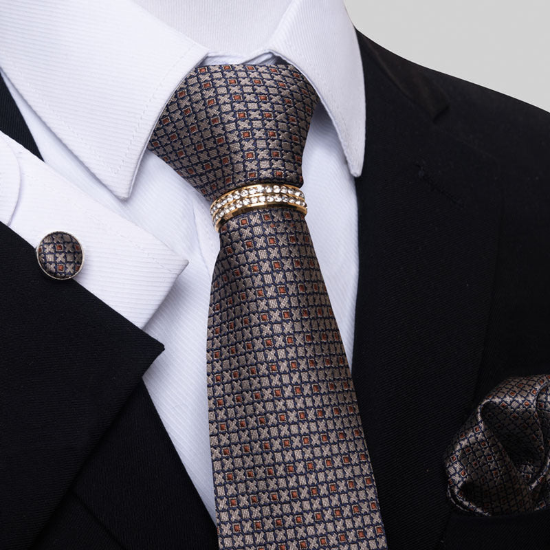 Multi Colored Striped Tie Set with Floral Design for Men - Neon North Clothing