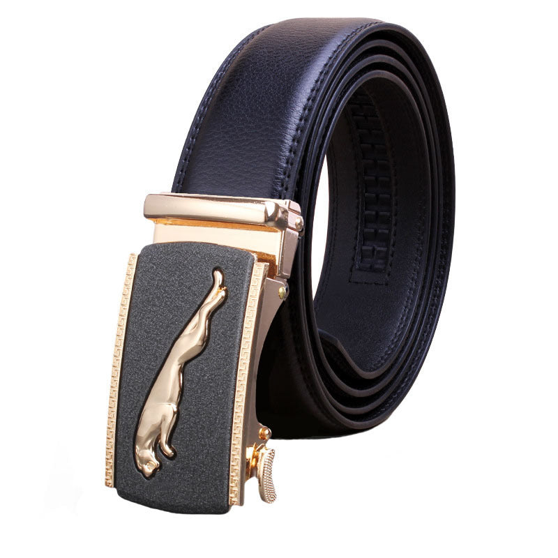 Mens Leather Belt Automatic Buckle - Genuine Leather for Comfort and Style - Neon North Clothing