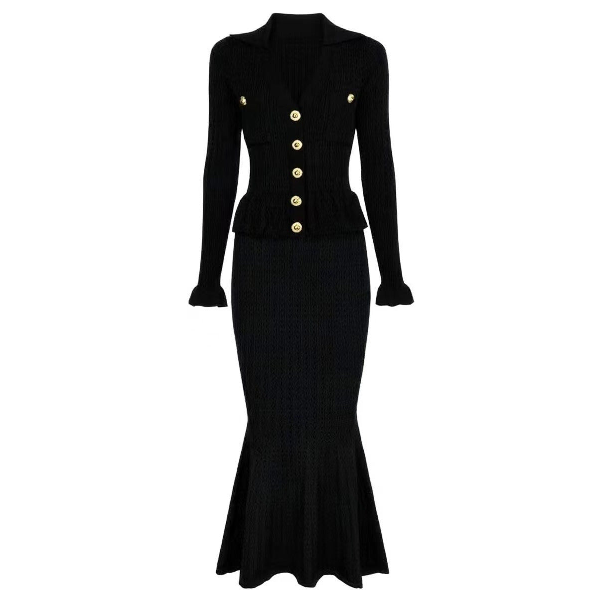 Long Sleeve Fitted Slimming Mermaid Dress - Neon North Clothing