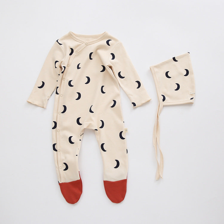 100% Cotton Printed Onesie with Hat - Adorable 2-Piece Set for Babies