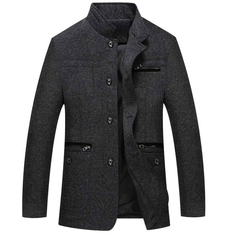 Men's Casual Loose Jacket with Thin Stand-Up Collar