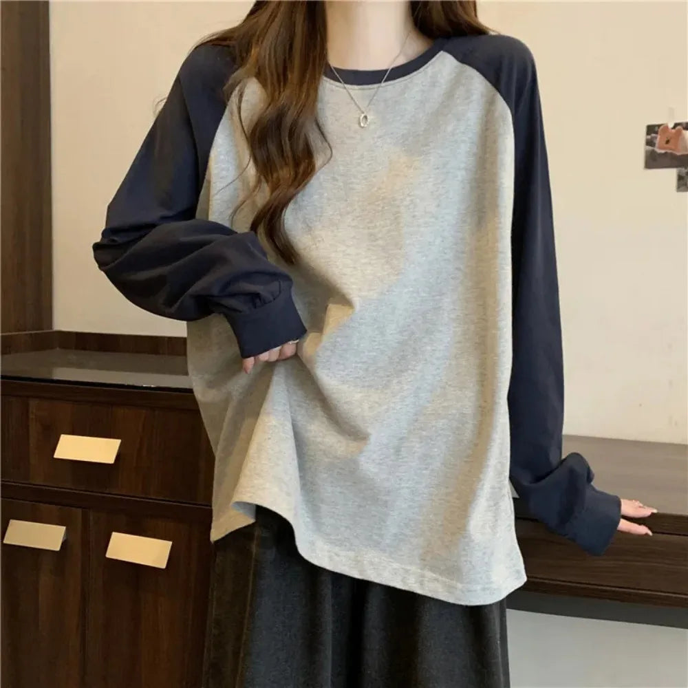 Women Patchwork Loose Fit Spliced T Shirt - Neon North Clothing