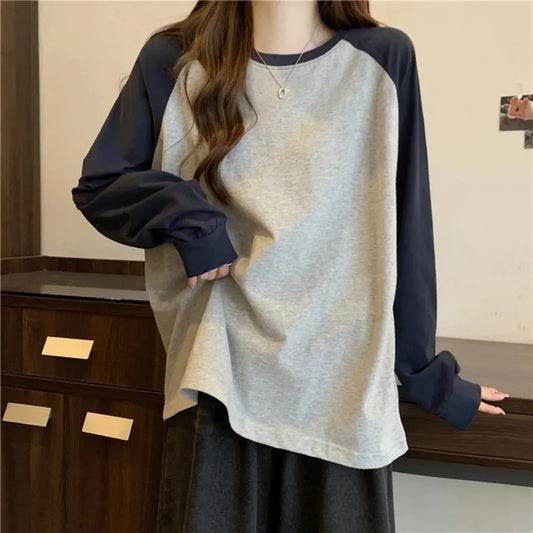 Women Patchwork Loose Fit Spliced T Shirt - Neon North Clothing