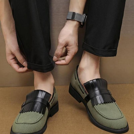 Men's Loafers with Tassels - Solid Color Loafer Shoes with Tassel Accents