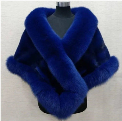 Luxury Fur Poncho Fluffy Shawl Fur Plush Cape Coat - Neon North Clothing