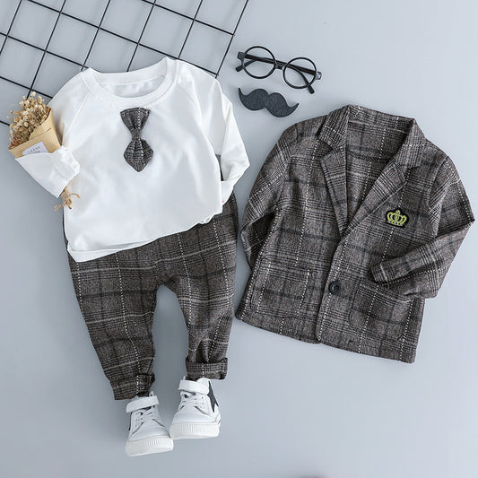 Boys Plaid 3 Piece Suit for Gentlemen - Stylish Check Outfit