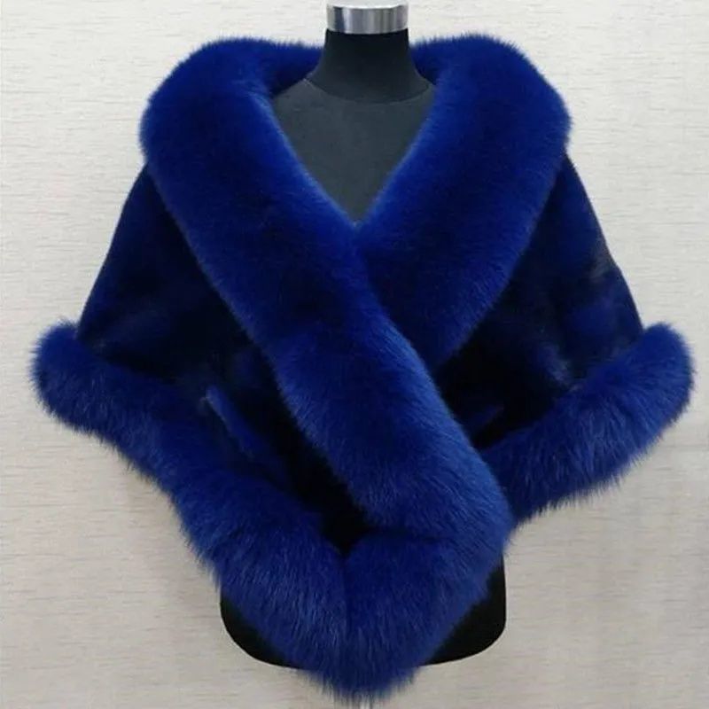 Luxury Fur Poncho Fluffy Shawl Fur Plush Cape Coat - Neon North Clothing