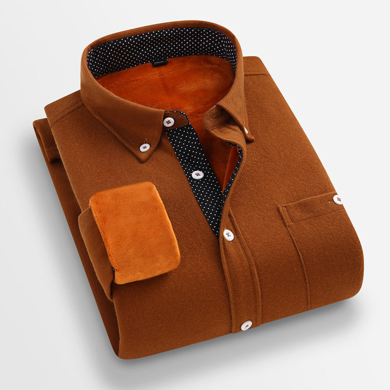 Men's Flannel Long Sleeve Shirt - Thickened Casual and Loose Fit