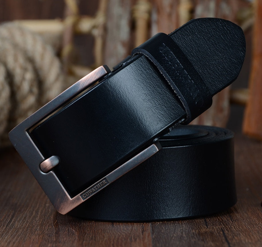 Genuine Leather Men's Belt with Pin Buckle Design - Neon North Clothing