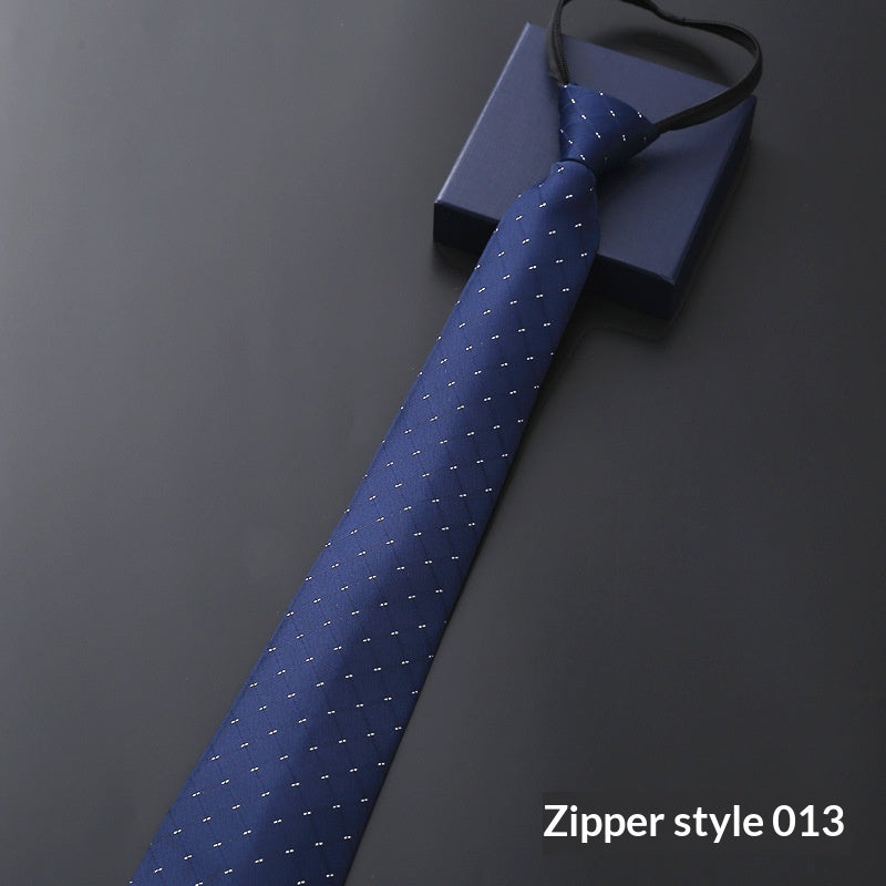 Mens Formal Zipper Tie with Blue Stripes for Business Attire - Neon North Clothing