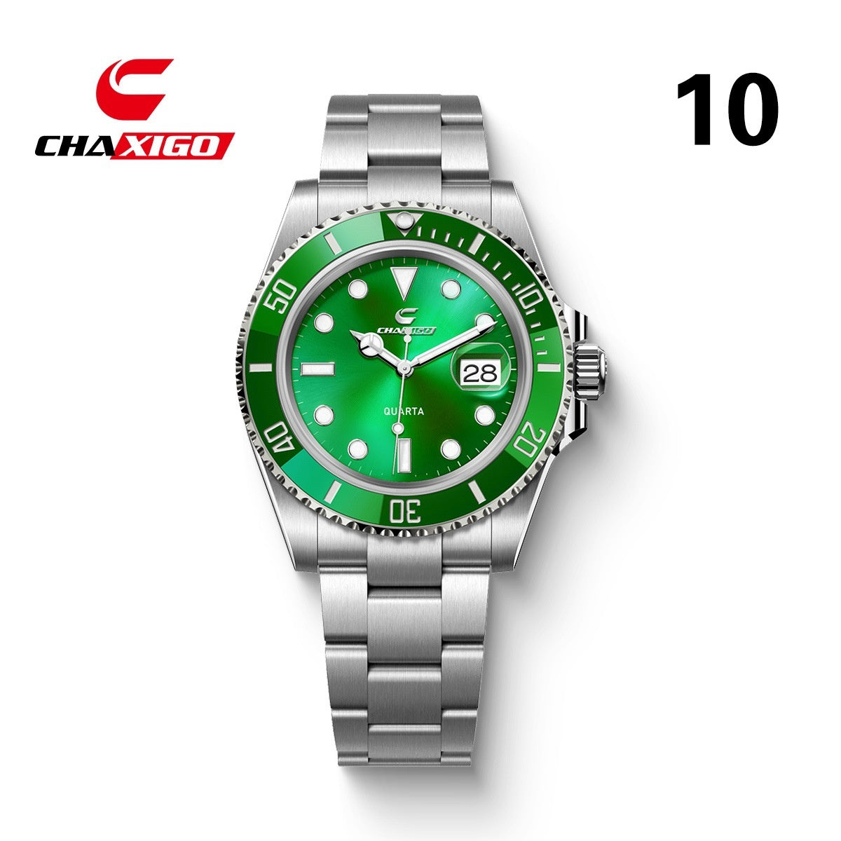 CHAXIGO Swiss Submariner Style Waterproof Versatile Alloy Quartz Watch - Neon North Clothing