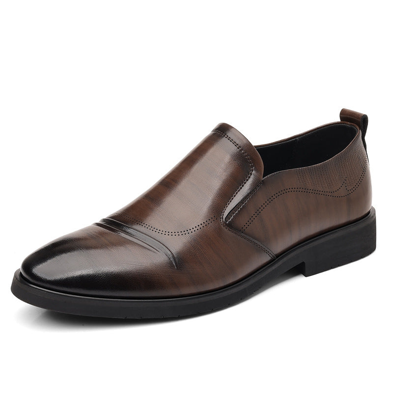 Mens Plus-Size Vintage Leather Shoes for Business Slip-On Style