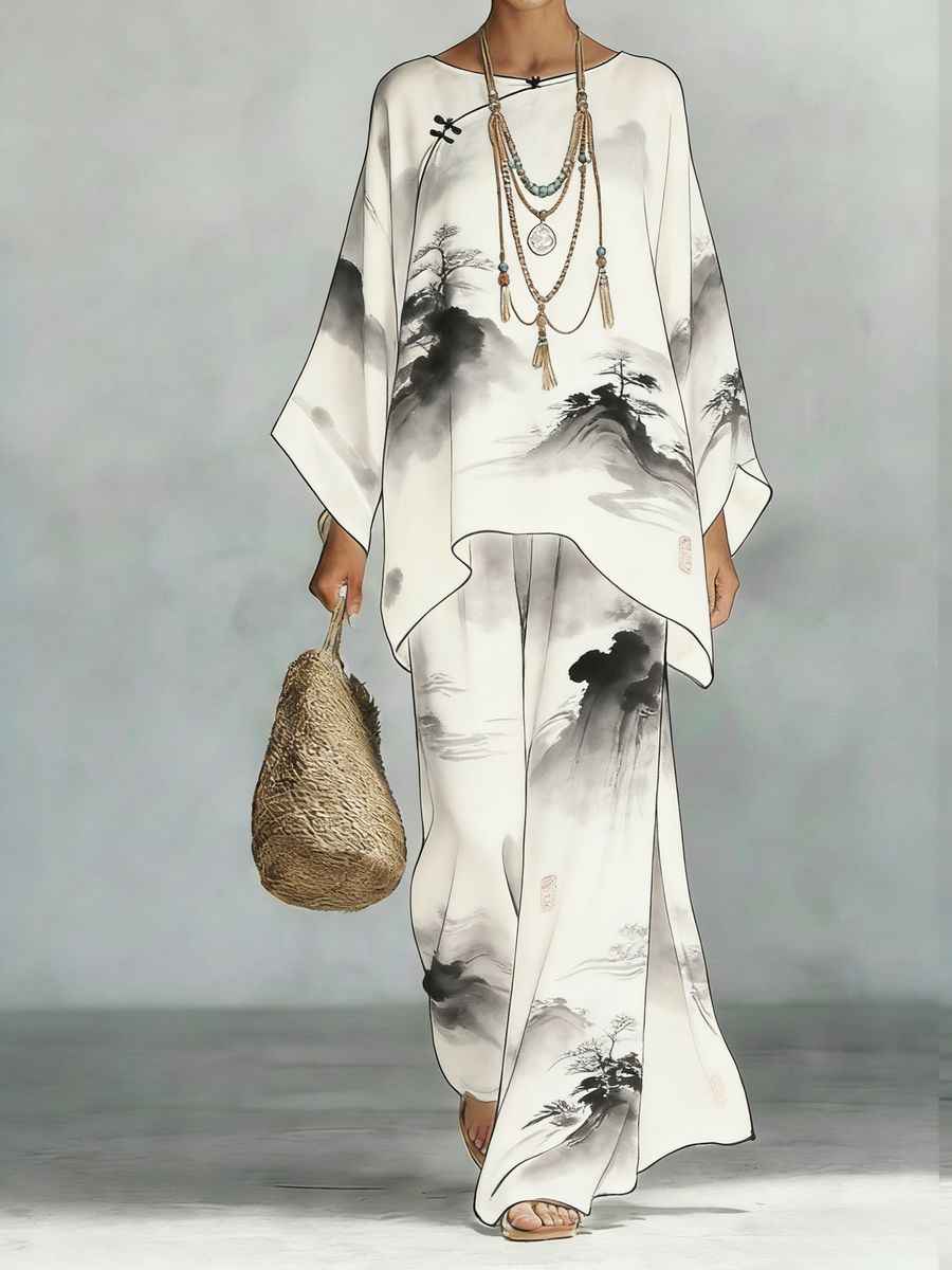 Women's Floral Print Linen Wide-Leg Set for Effortless Style