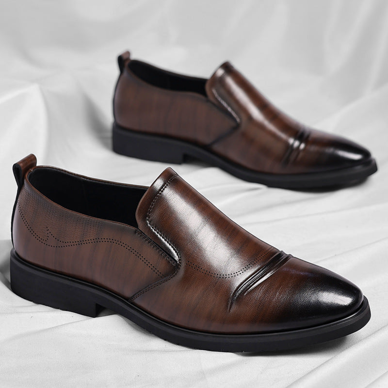 Mens Plus-Size Vintage Leather Shoes for Business Slip-On Style