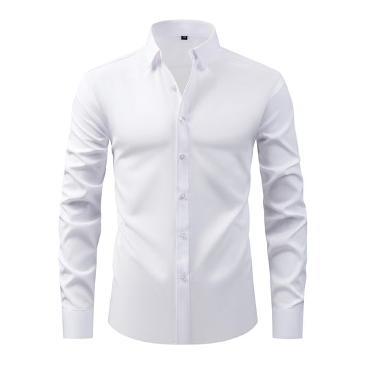 Full Elastic Force Men's Shirt in Natural Color with Buttons