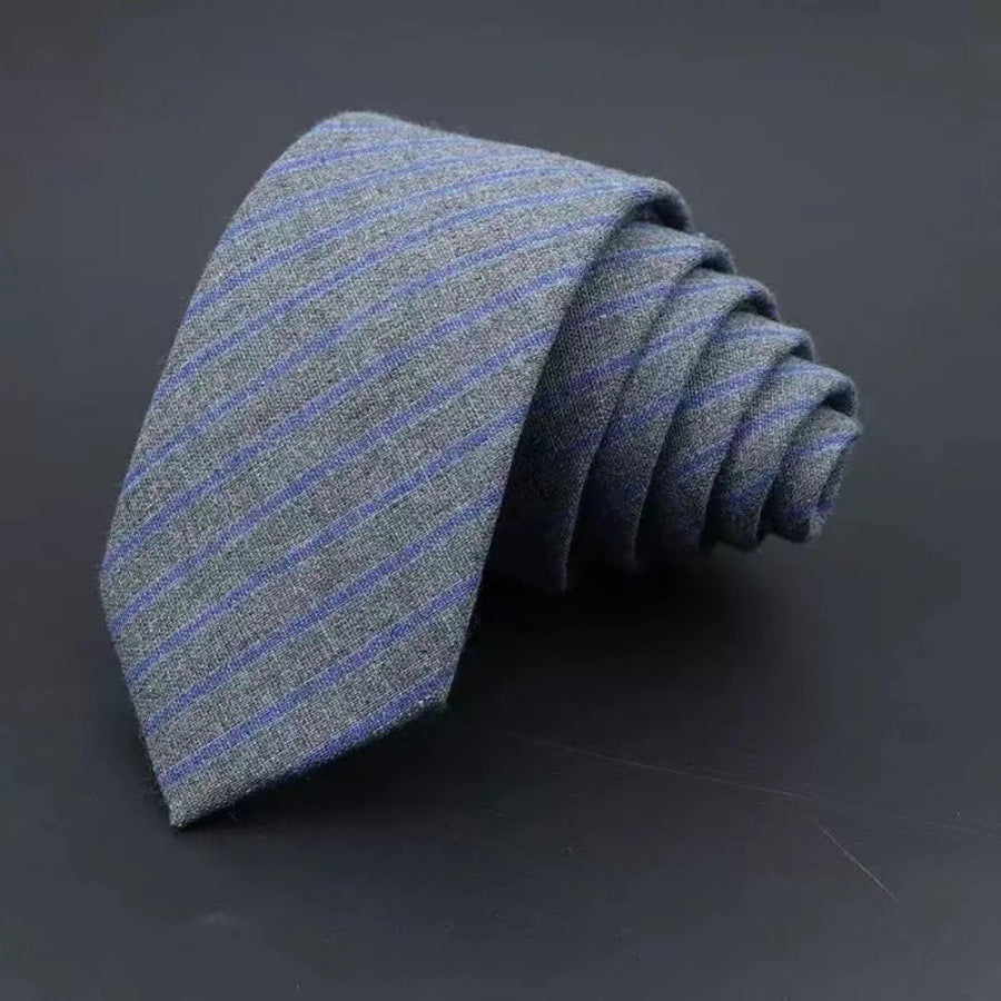 Thickened Sanded Fabric Men's Striped Cotton Tie - Solid Color Business Accessory - Neon North Clothing