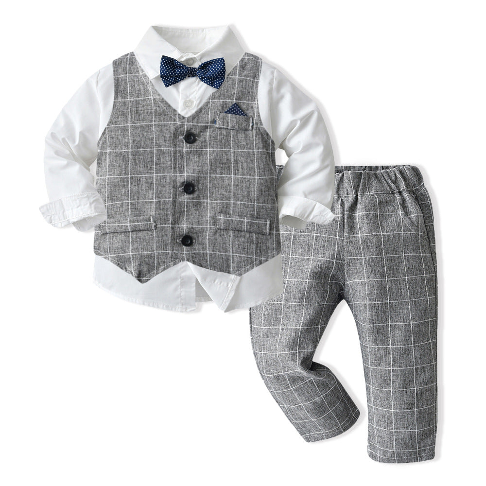 Boys Autumn Clothing Set - Three-Piece Cotton Suit for Children