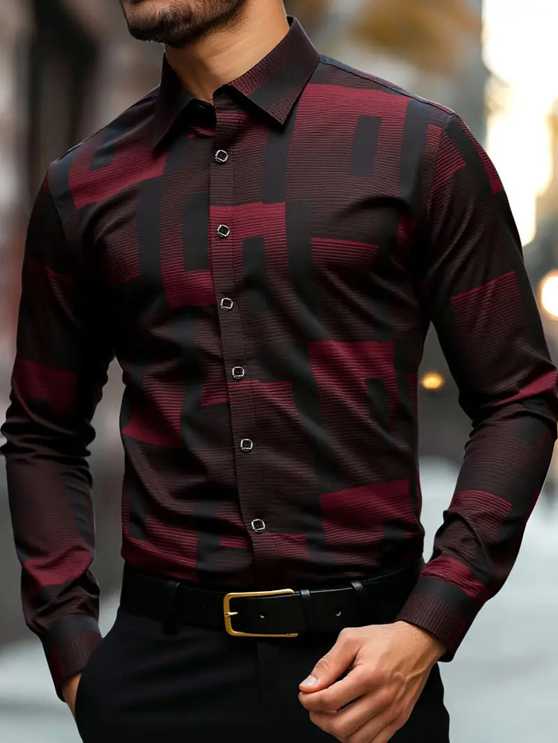 3D-Printed Long-Sleeve Shirt - Slim Fit Design for Effortless Style, No Iron Needed