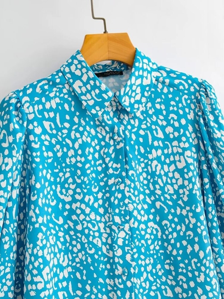 Chic Loose Leopard Print Blouse with Long Sleeves - Neon North Clothing