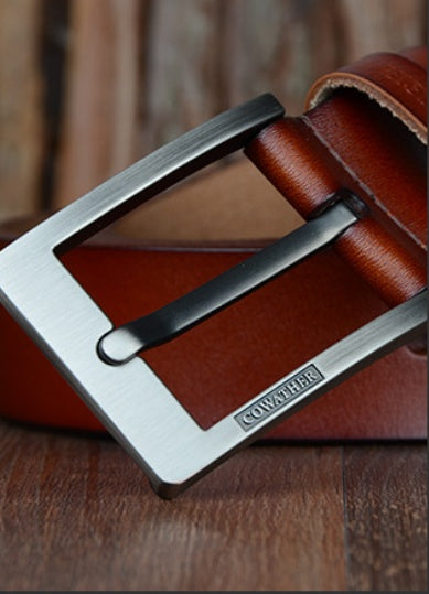 Genuine Leather Men's Belt with Pin Buckle Design - Neon North Clothing