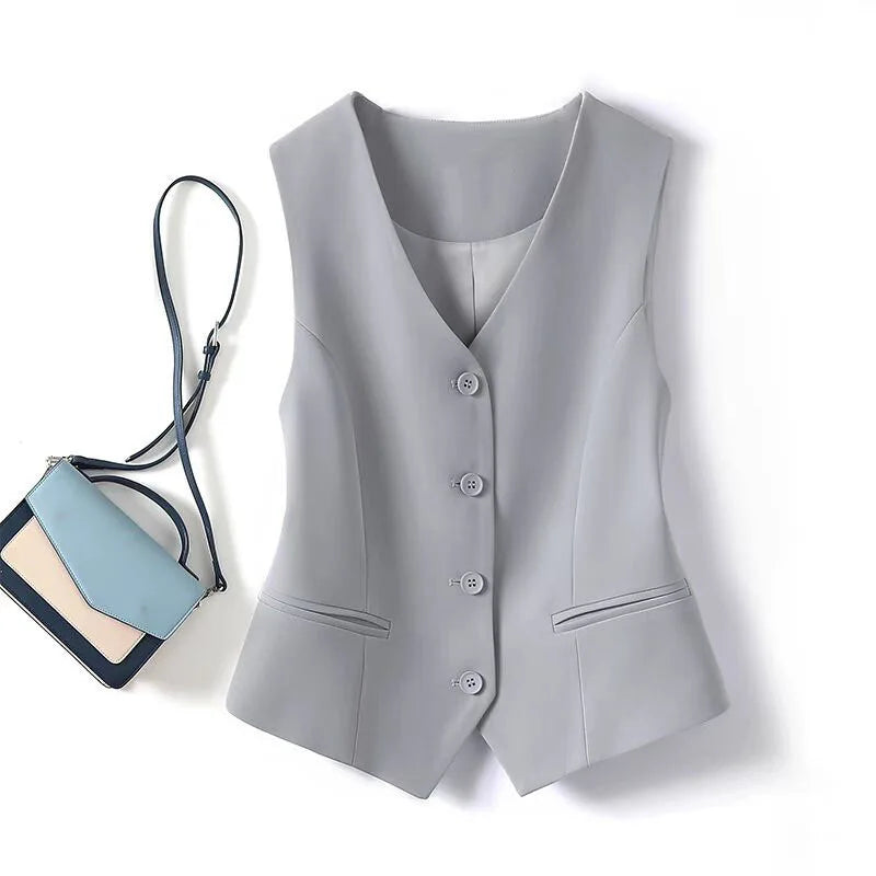 V-Neck Waistcoat Vest Sleeveless Jacket Blouse - Neon North Clothing