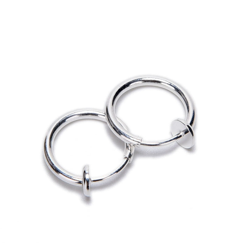 1 Pair 13mm Punk Goth False Hoop Earrings Septum Clip on Boby Nose Lip Ear Fake Piercing Rings Stud - Neon North Clothing