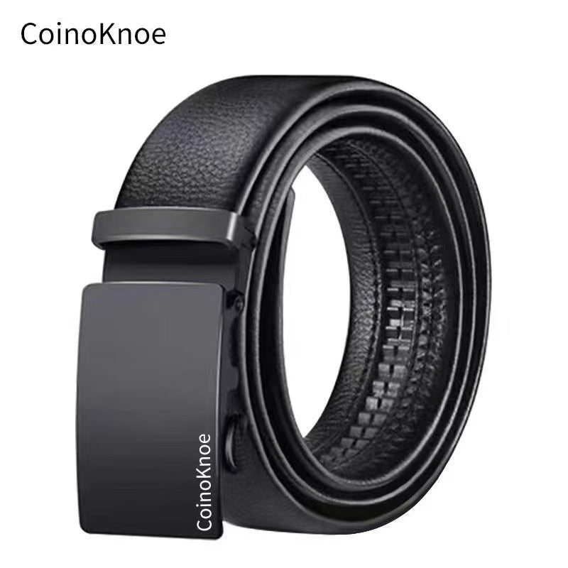 Mens Wide Leather Belt with Automatic Buckle - Trendy and Stylish Design - Neon North Clothing