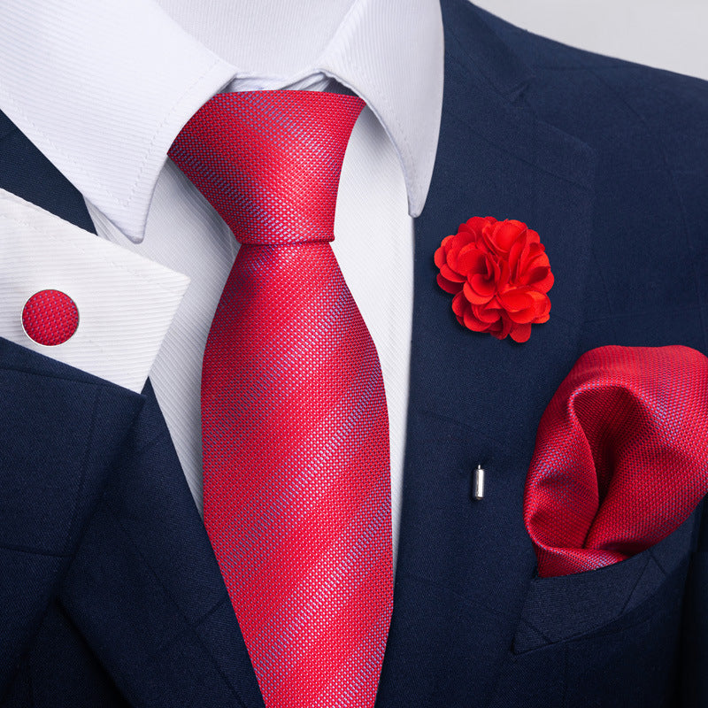 Men's Tie and Pocket Square Set with Pin - 2 Piece Suit Combo - Neon North Clothing