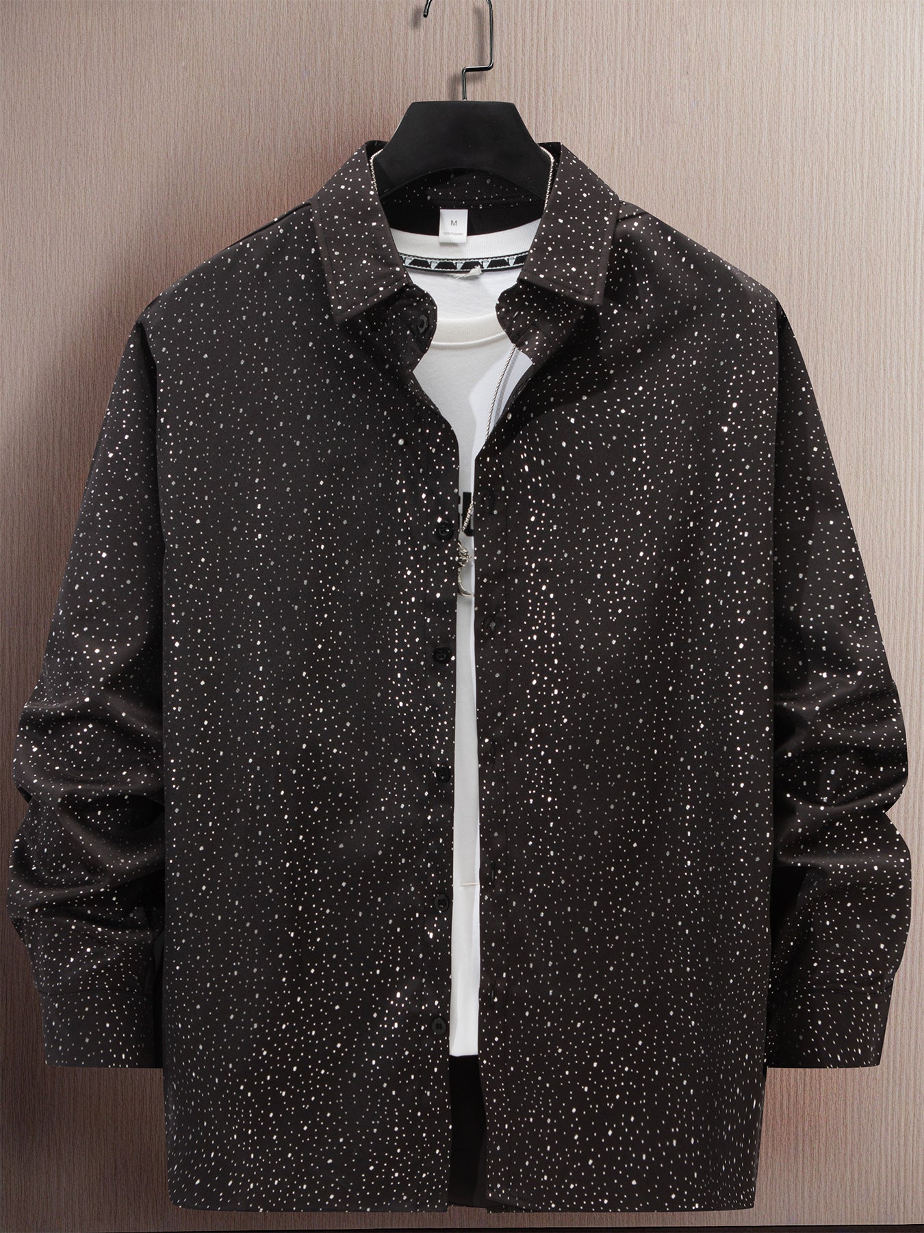 Polyester Fabric Polka Dot Long Sleeve Dress Shirt - Casual Regular Fit - Neon North Clothing