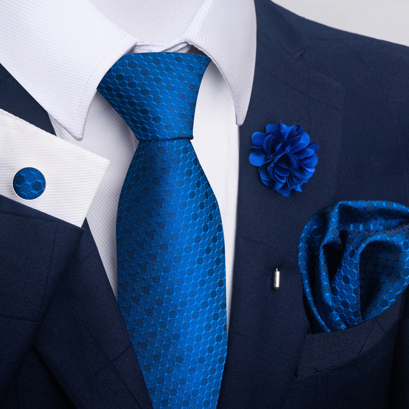 Men's Tie and Pocket Square Set with Pin - 2 Piece Suit Combo - Neon North Clothing
