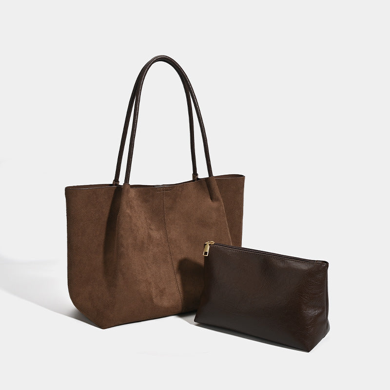 Suede Large-Capacity Handbag Set - Retro Shoulder and Handbag Combo