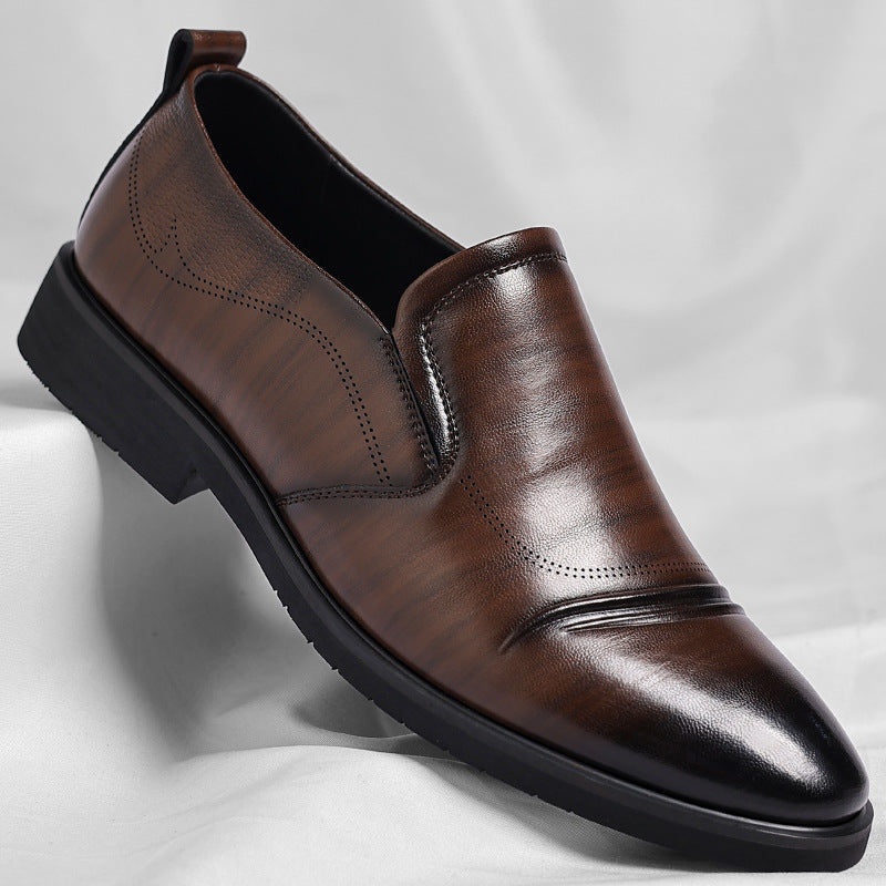 Mens Plus-Size Vintage Leather Shoes for Business Slip-On Style
