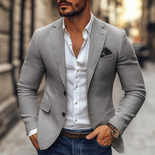 Casual Printed Suit Jacket with Double-Button Design