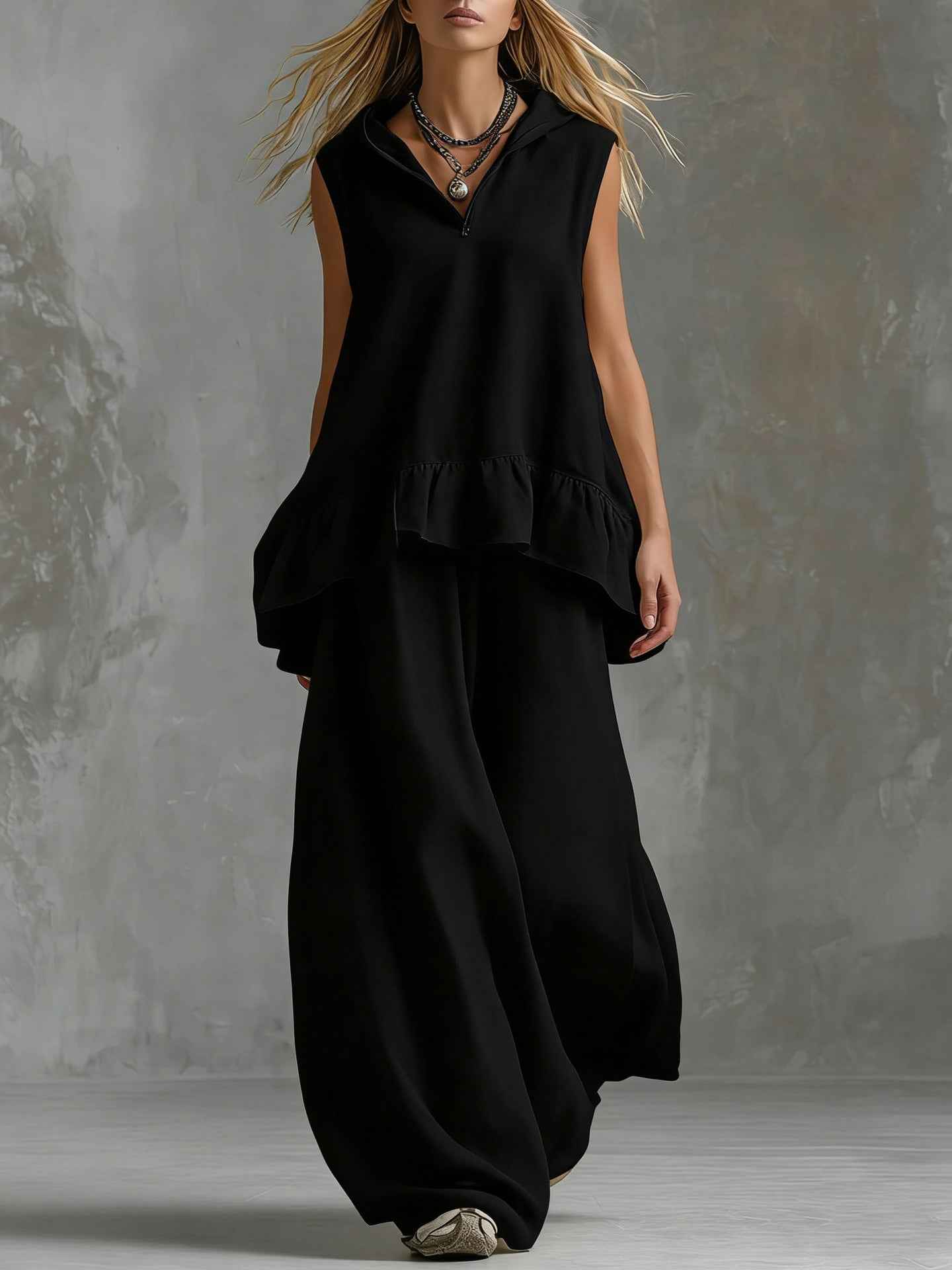 Casual Top and Wide-Leg Pants Set for Effortless Style and Comfort