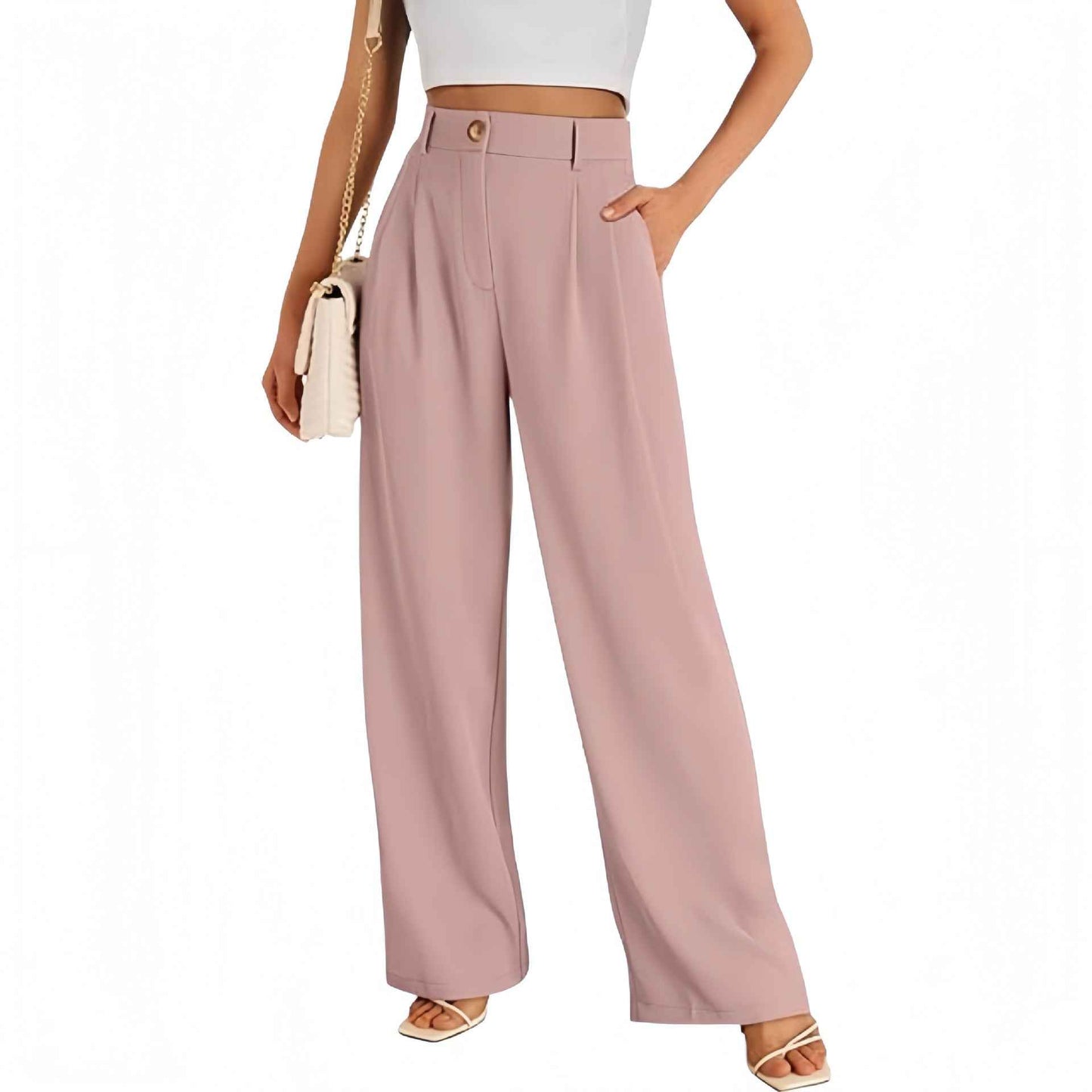 New European American Pocket Dress Pants Wide-leg Formal Trousers