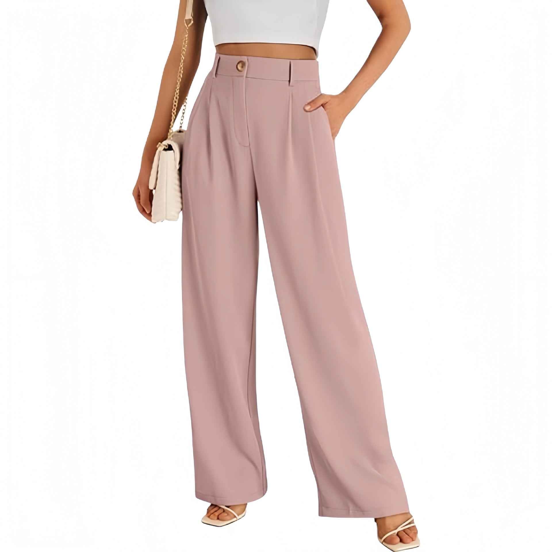 New European American Pocket Dress Pants Wide-leg Formal Trousers