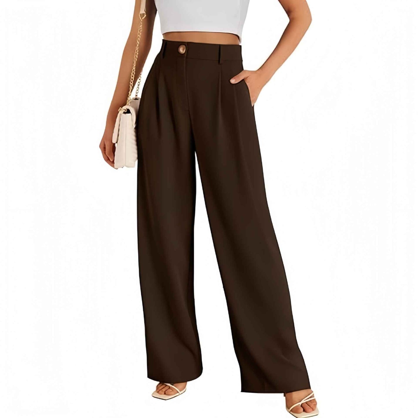 New European American Pocket Dress Pants Wide-leg Formal Trousers