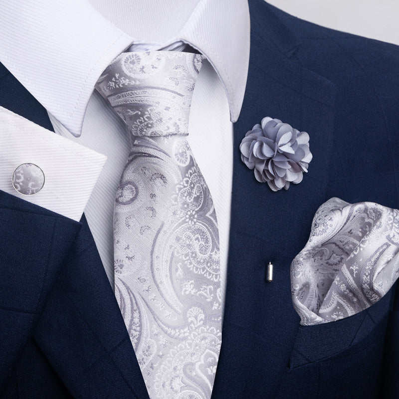 Men's Tie and Pocket Square Set with Pin - 2 Piece Suit Combo - Neon North Clothing