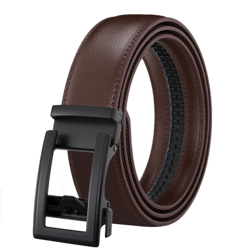 Men's Leather Automatic Belt with Hollow Multi-Color Two-Layer Cowhide Buckle - Neon North Clothing