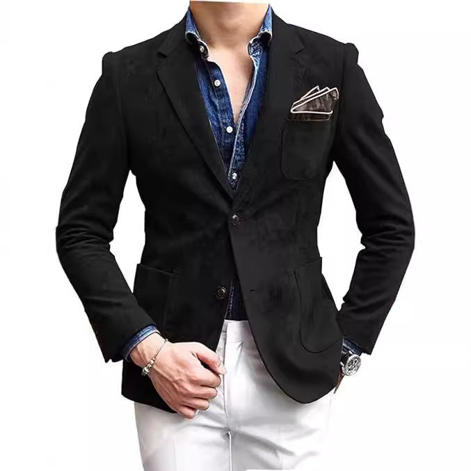 Men's Versatile Suit Jacket - Solid Color Loose Fit
